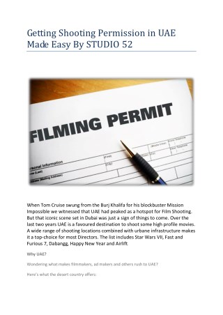 Getting Shooting Permission in UAE Made Easy By STUDIO 52