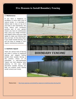 Five reasons to Install Boundary Fencing