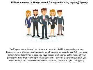 William Almonte Mahwah | 6 Things to Look for before Entering any Staff Agency