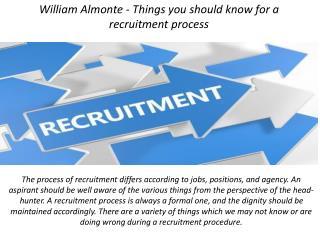 William Almonte - Things you should know for a recruitment process