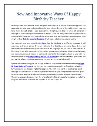 New And Innovative Ways Of Happy Birthday Teacher