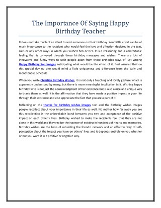 The Importance Of Saying Happy Birthday Teacher