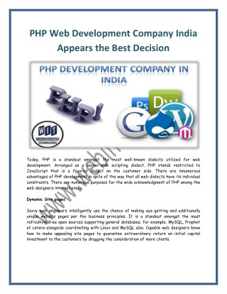PHP Web Development Company India Appears the Best Decision
