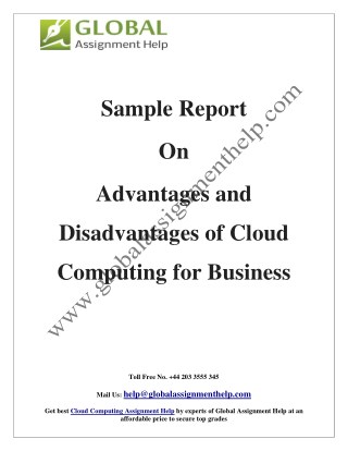 Sample Report on Advantages and Disadvantages of Cloud Computing for Business
