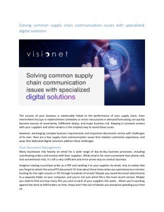 Solving common supply chain communication issues with specialized digital solutions