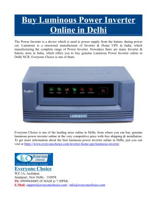 Buy Luminous Power Inverter Online in Delhi