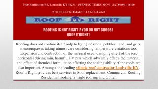 Roofing Is Not Right If You Do Not Choose Roof IT Right!