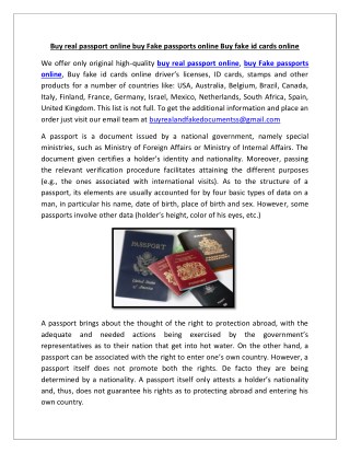 Buy real passport online buy Fake passports online Buy fake id cards online