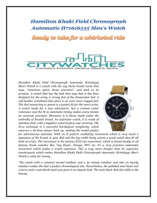 Hamilton Khaki Field Chronograph Automatic H71616535 Menâ€™s Watch