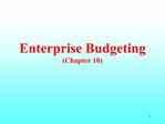 Enterprise Budgeting Chapter 10