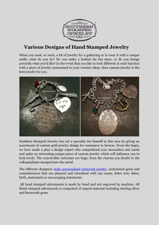 Various Designs of Hand Stamped Jewelry