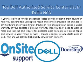 Dell authorized laptop service provider list In Delhi NCR