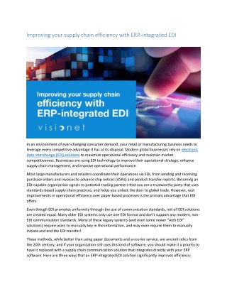Improving your supply chain efficiency with ERP-integrated EDI
