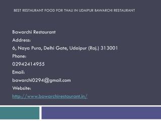 Best Restaurant Food for Thali in Udaipur Bawarchi Restaurant
