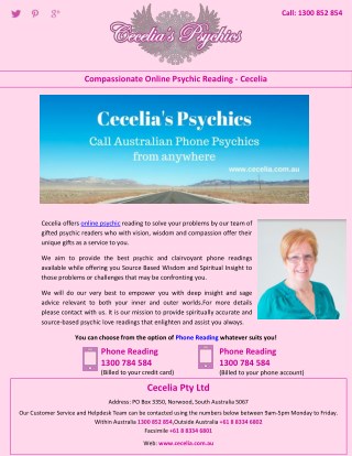 Compassionate Online Psychic Reading â€“ Cecelia
