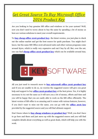 Get Great Source To Buy Microsoft Office 2016 Product Key