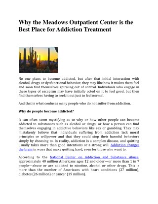 Why the Meadows Outpatient Center is the Best Place for Addiction Treatment
