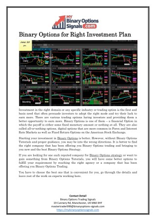 Binary Options for Right Investment Plan