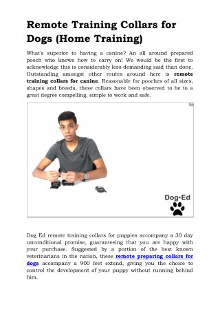 Remote Training Collars for Dogs (Home Training)