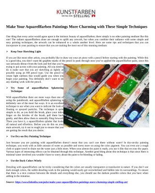 Make Your Aquarellfarben Paintings More Charming with These Simple Techniques