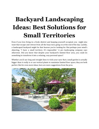 Backyard Landscaping Ideas: Best Solutions for Small Territories