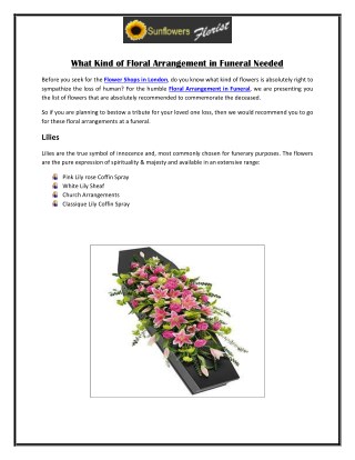 What Kind of Floral Arrangement in Funeral Needed