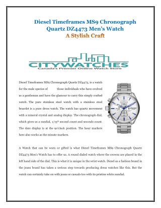 Diesel Timeframes MS9 Chronograph Quartz DZ4473 Mens Watch