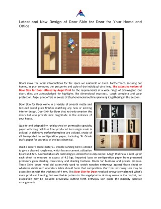 Latest and New Design of Door Skin for Door for Your Home and Office