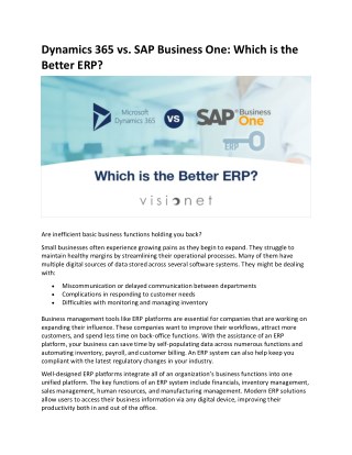 Dynamics 365 vs. SAP Business One: Which is the Better ERP?