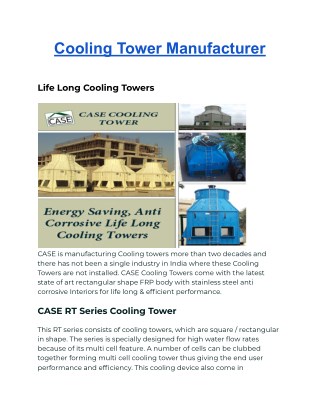Cooling Tower Manufacturer