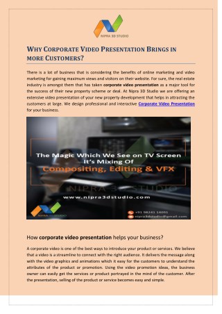 Why Corporate Video Presentation Brings in more Customers?