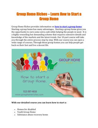 Group Home Riches â€“ Learn How to Start a Group Home