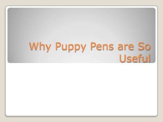 Why Puppy Pens are SoÂ Useful