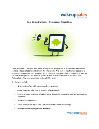 Here Comes the Boom â€“ Wakeupsales Android App