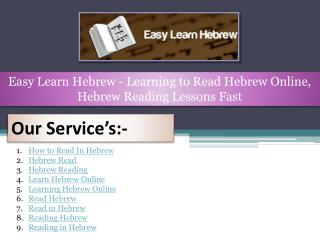 Easy Learn Hebrew - Learning to Read Hebrew Online, Hebrew Reading Lessons Fast