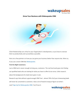 Grow Your Business with Wakeupsales CRM