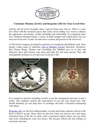Customise Mommy Jewelry and Keepsake Gifts for Your Loved Ones