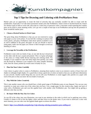 Top 5 Tips for Drawing and Coloring with ProMarkers Pens