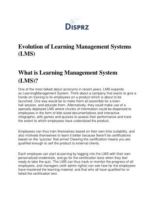 "Evolution of Learning Management Systems "