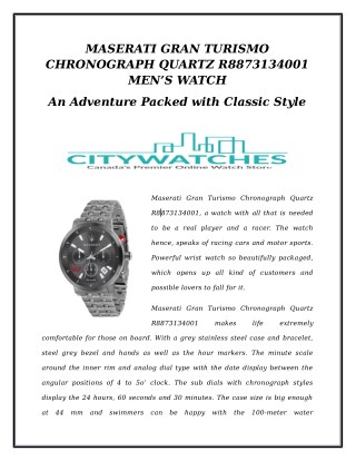 MASERATI GRAN TURISMO CHRONOGRAPH QUARTZ R8873134001 MEN’S WATCH
