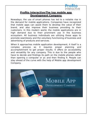Profito Interactive-The top mobile app Development Company