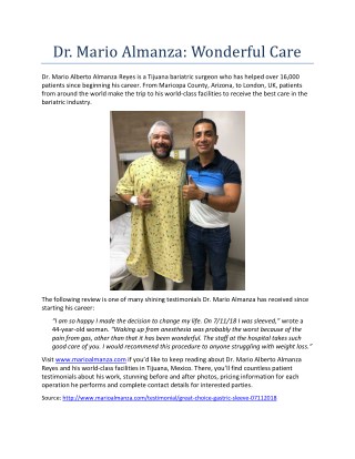 Dr. Mario Almanza: Wonderful Care