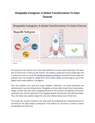 Shoppable Instagram: A Global Transformation To Sales Channel