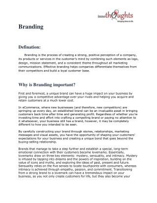 What is Branding |SEO | Digital Marketing| Print Media | Innothoughts