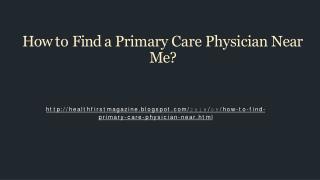 How to Find a Primary Care Physician Near Me