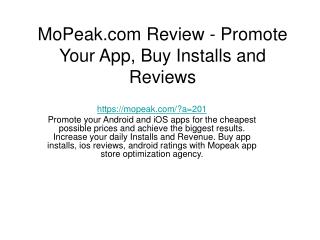 MoPeak.com Review - Promote Your App, Buy Installs and Reviews