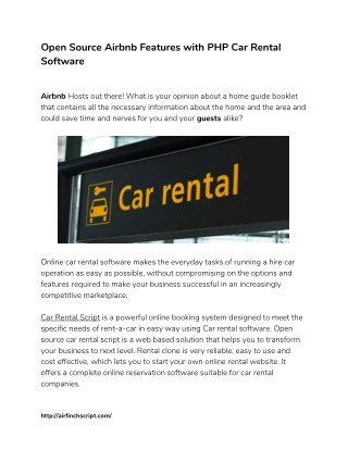 Open Source Airbnb Features with PHP Car Rental Software