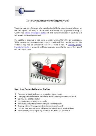 Affordable Infidelity Investigators in Dallas