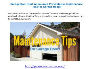 Garage Door Mart Announces Preventative Maintenance Tips for Garage Doors