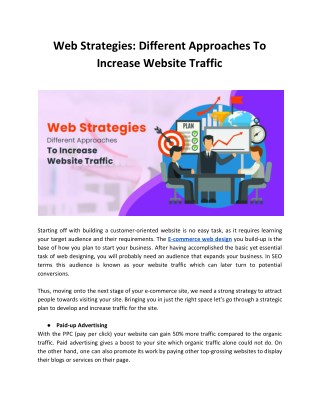 Web Strategies: Different Approaches To Increase Website Traffic